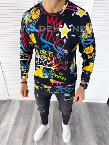 Bluza barbati neagra slim fit din silon B7660 D6-5.3